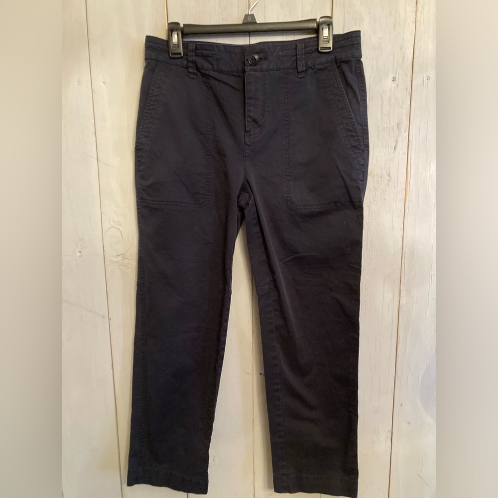 Vince Utility Pants Womens 8‎ Black Belted Stretch Chino Ankle Length Straight